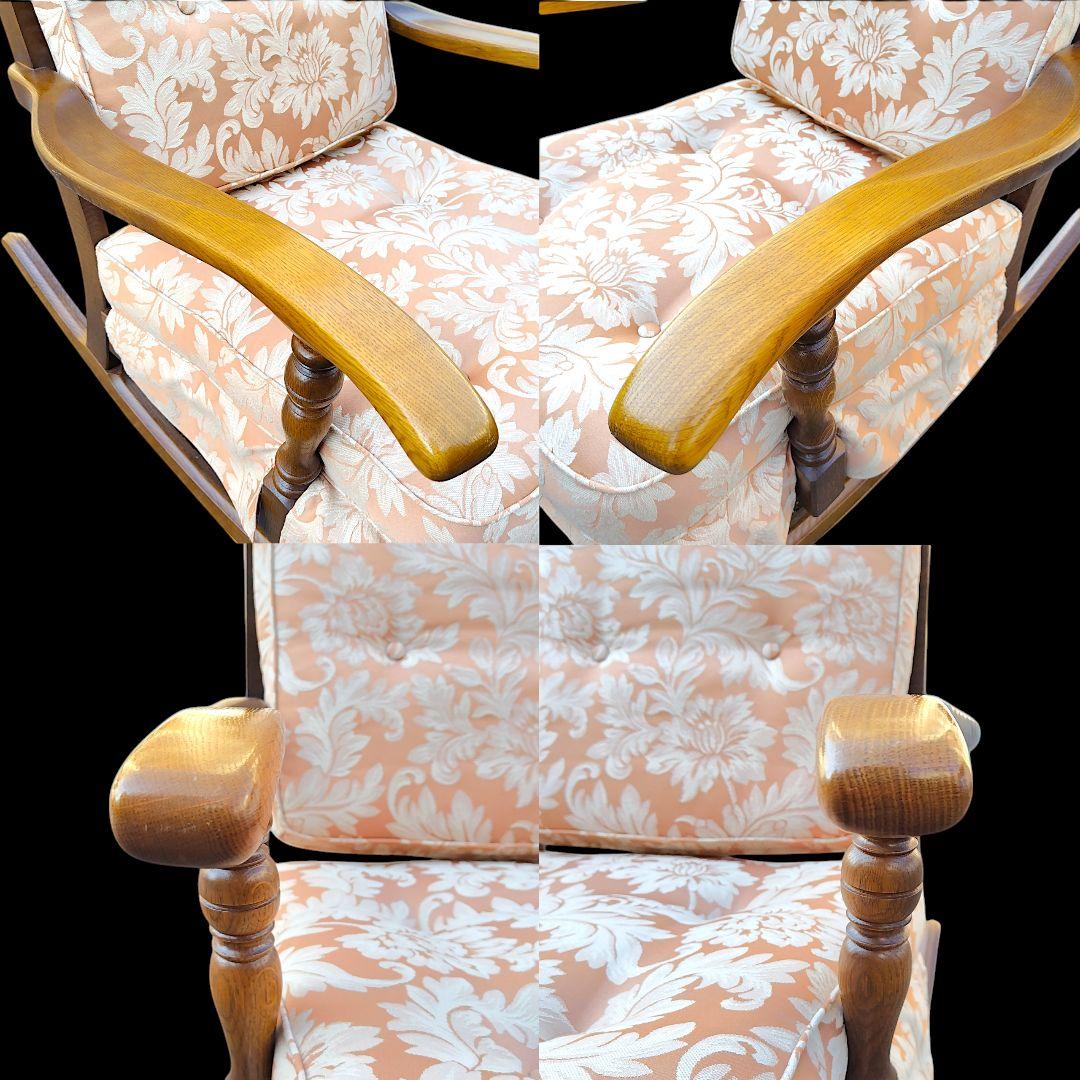 【送料込】飛騨産業 キツツキ 木製フレーム 花柄 ロッキングチェア 家具 椅子