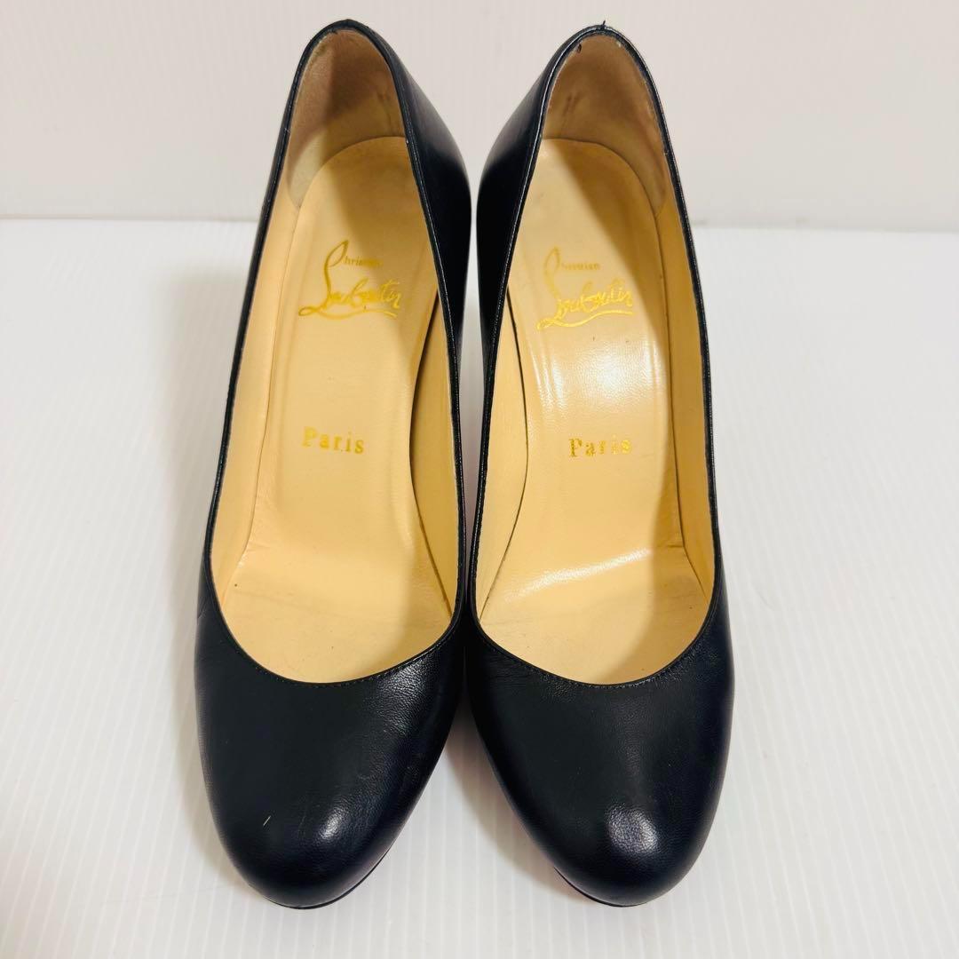 クリスチャンルブタン　ハイヒール　ラウンドトゥ　レッドソール　レザー　22.5