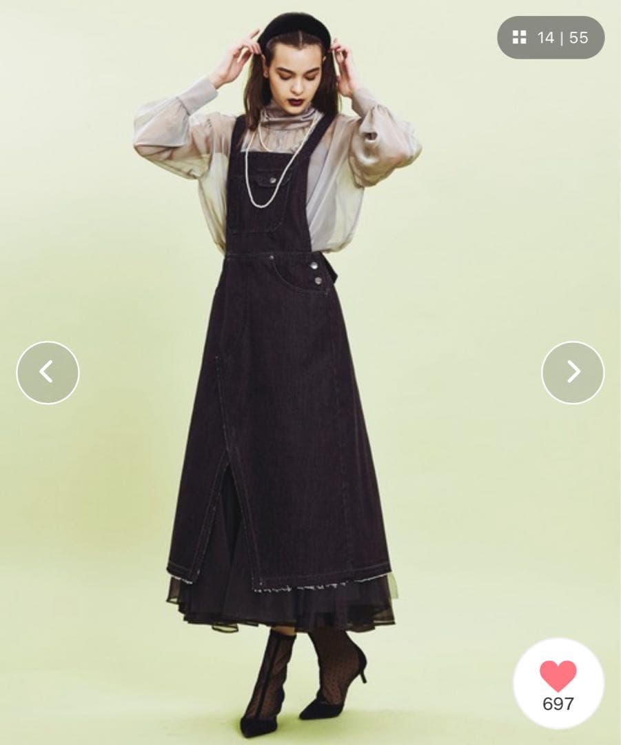 ▼人気完売品✨ラベルエチュード ベルヴィンテージ チュールドッキングデニムサロペ