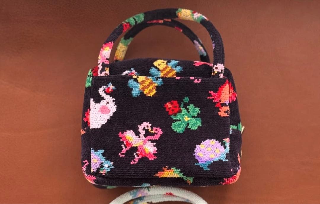 feiler フェイラー　神崎恵　コラボ　ミニキューブバッグ　ネイビー