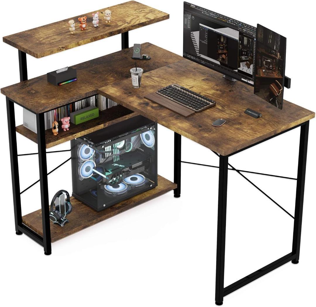 ビンテージ机　パソコンデスク L字 ゲーミングデスク