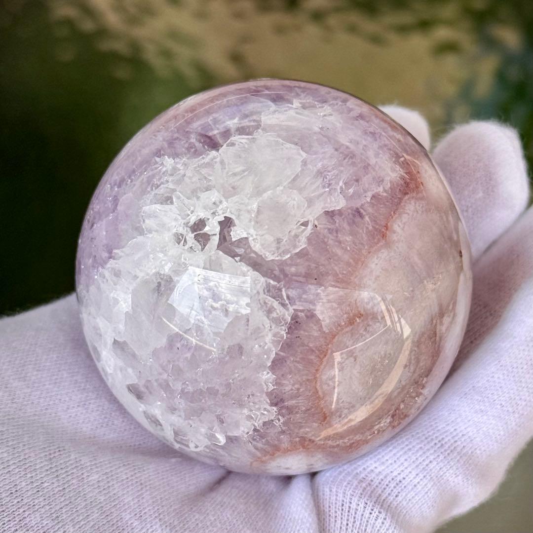 ピンクアメジストフラワーアゲート　淡ピンクパープル　スフィア　59mmブラジル産