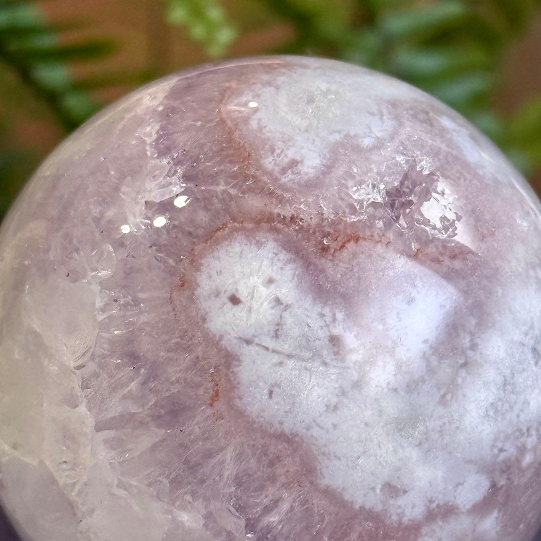 ピンクアメジストフラワーアゲート　淡ピンクパープル　スフィア　59mmブラジル産