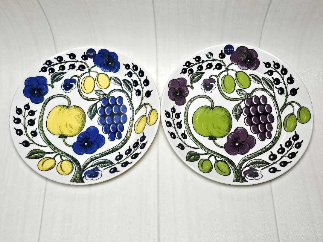 ARABIA パラティッシ イエロー パープル プレート21cm 2枚セット