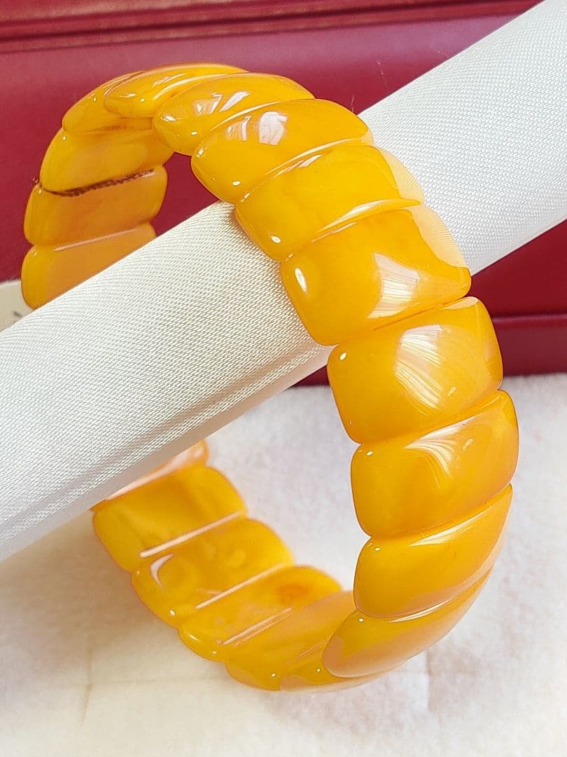 新入荷 未使用品 天然蜜蝋琥珀 アンバー バングル形 ブレスレット
