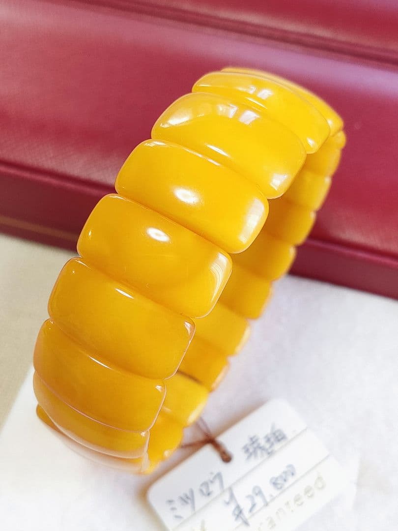 新入荷 未使用品 天然蜜蝋琥珀 アンバー バングル形 ブレスレット