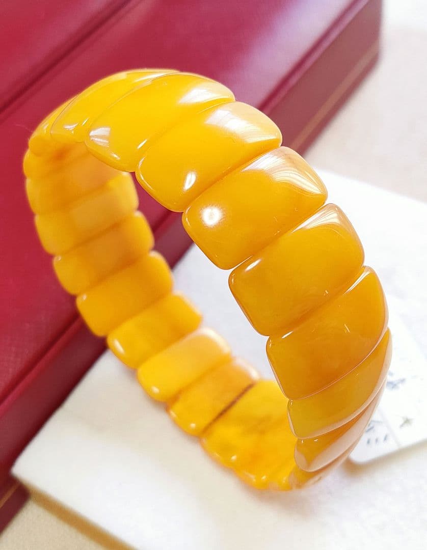 新入荷 未使用品 天然蜜蝋琥珀 アンバー バングル形 ブレスレット