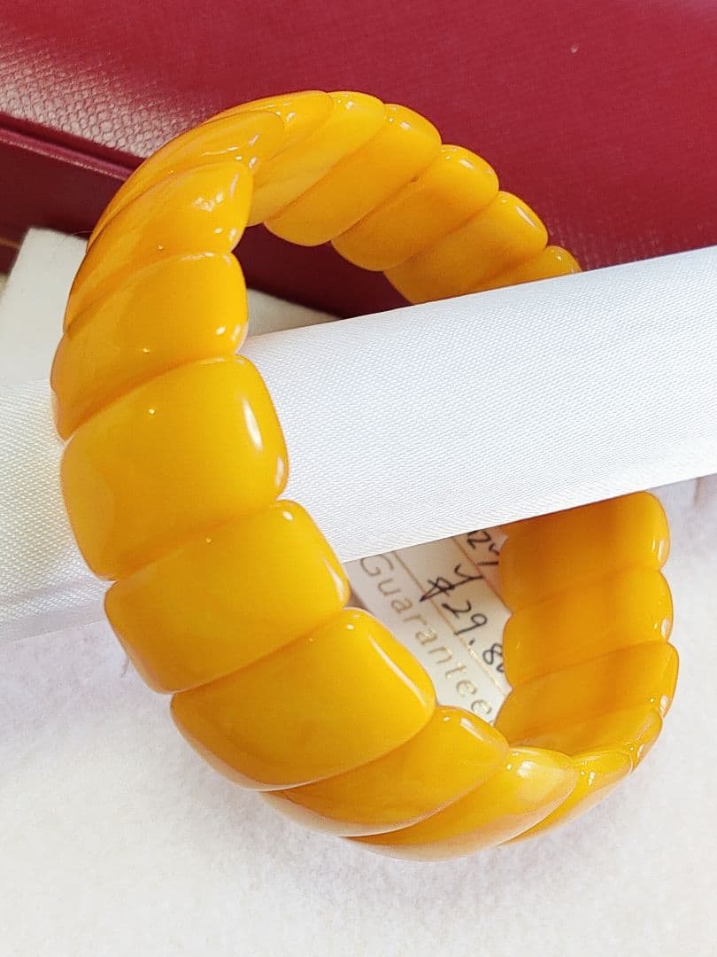 新入荷 未使用品 天然蜜蝋琥珀 アンバー バングル形 ブレスレット