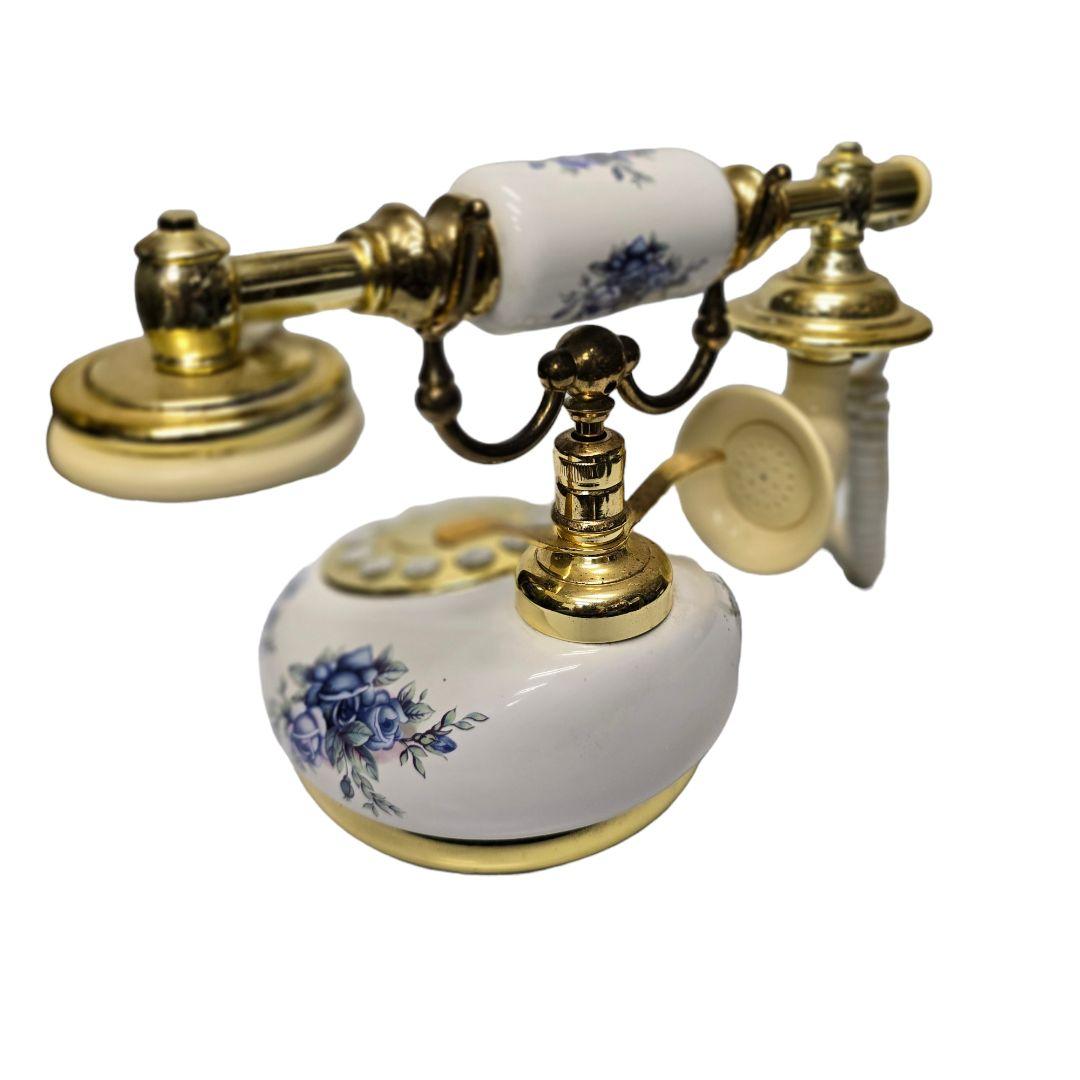 ヨーロッパ調 ローズ ヴィクトリアン 電話機 インテリア 薔薇柄　レトロ