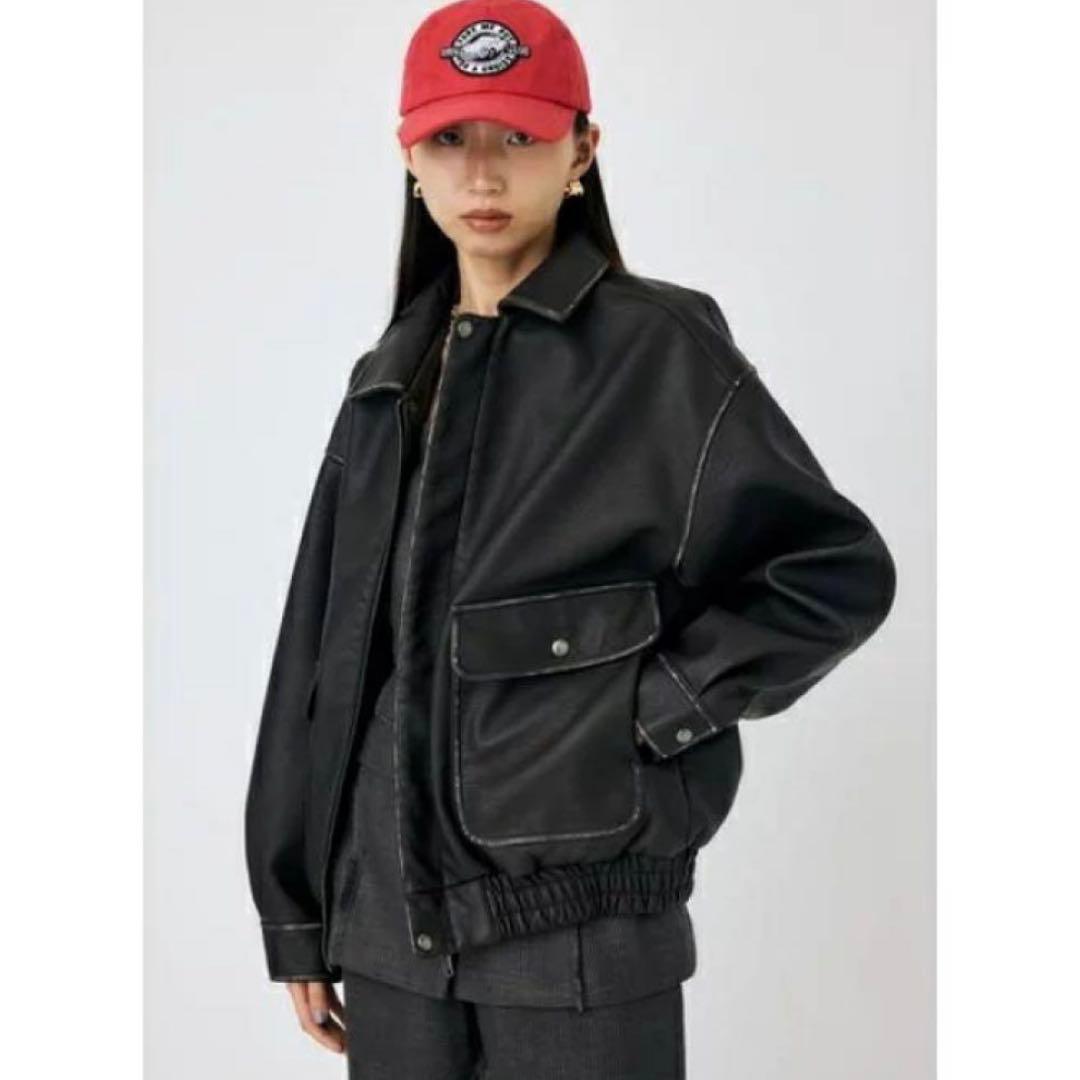 moussy F/LEATHER A-2 フライトジャケット BLK