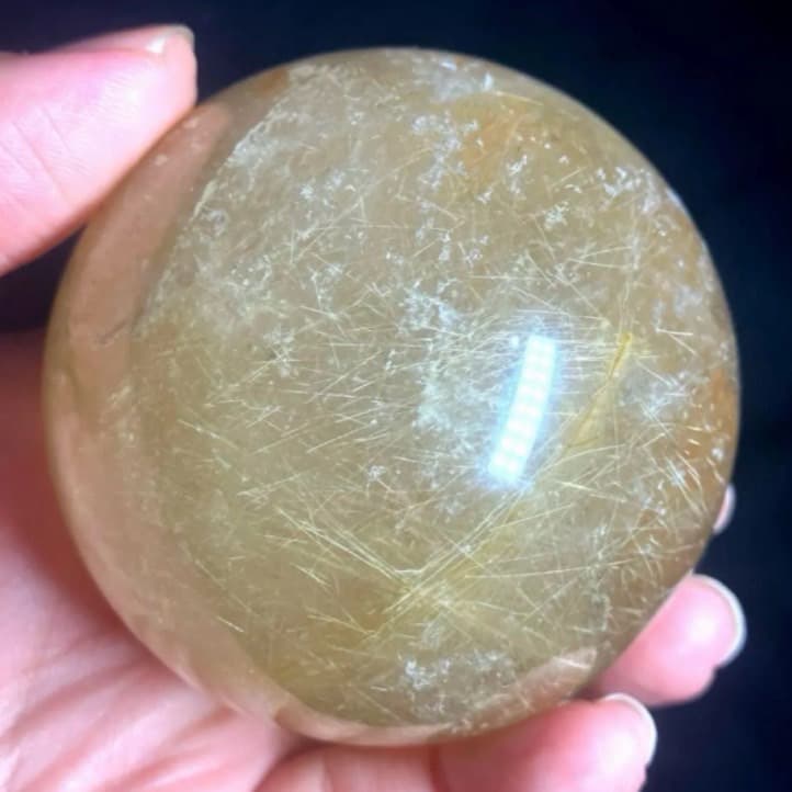 超大玉　61mm ゴールドルチルクォーツ　丸玉　スフィア　金針水晶
