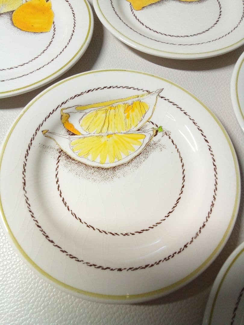 Gien ジアン　レモン　ケーキ皿　アンティーク　希少 な 6枚 セット