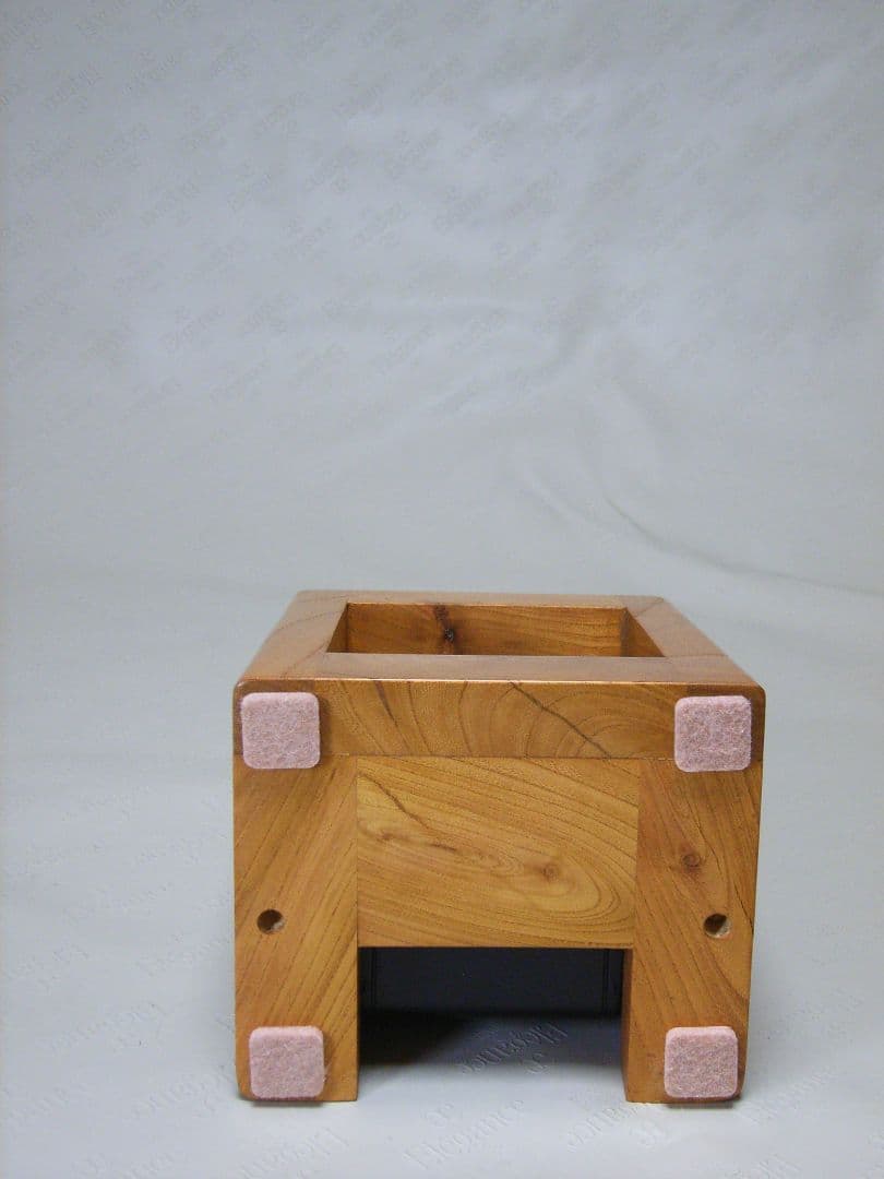 S009総欅板材ハンドル付き斜め型電波目覚まし時計（カシオTQT−351NJ使用