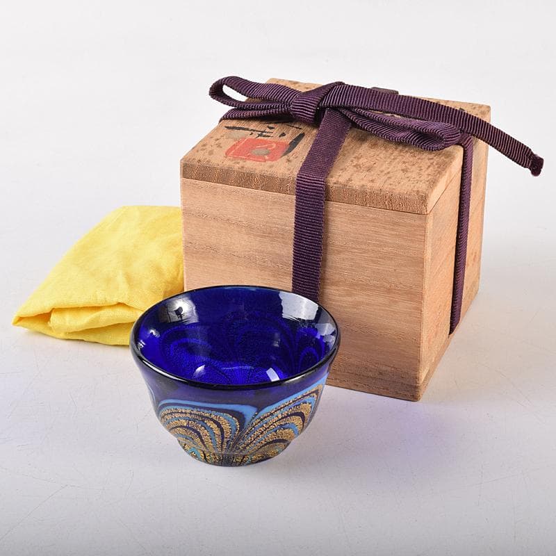 ガラス工芸　岩田久利作　盃　共箱　V　R8672