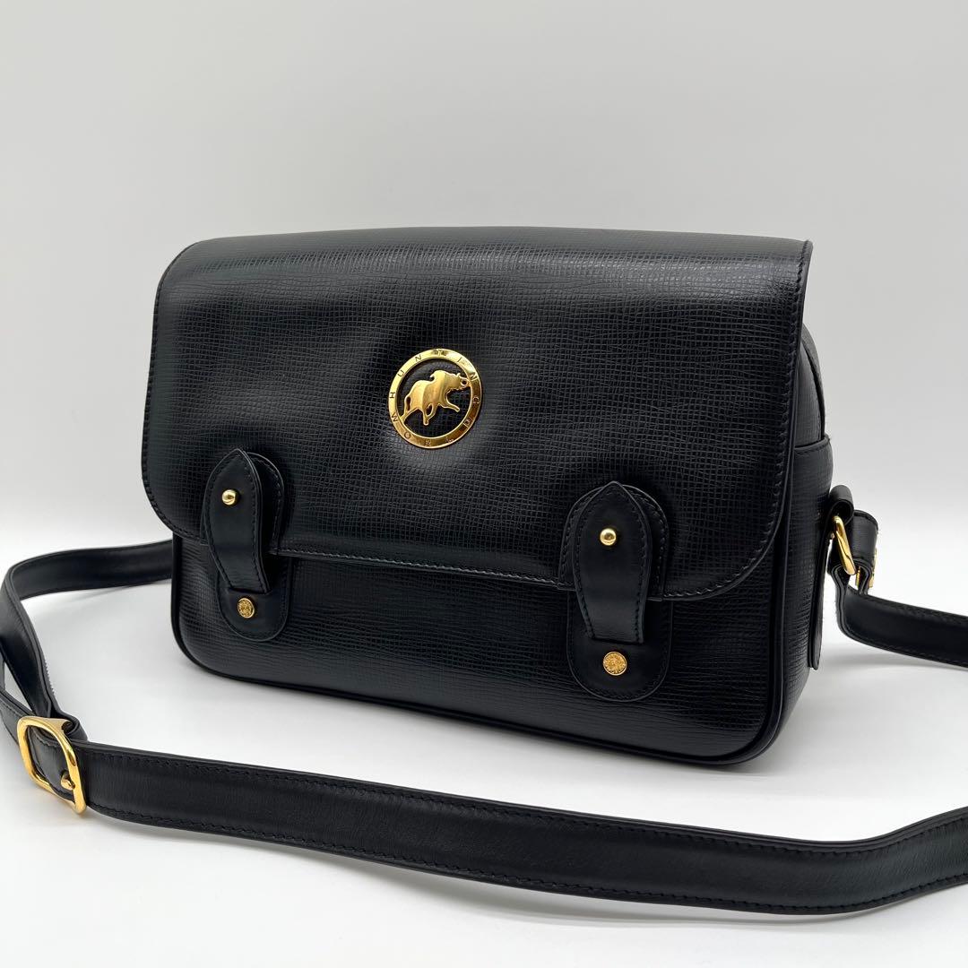 【美品】ハンティングワールド キャリーオール メッセンジャー レザー ブラック