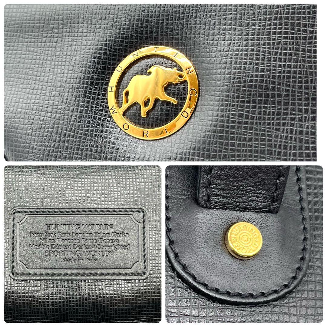 【美品】ハンティングワールド キャリーオール メッセンジャー レザー ブラック