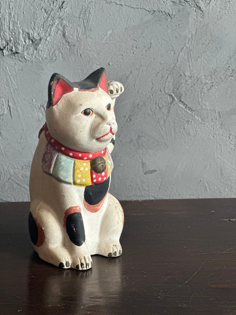 瀬戸焼　土人形　多色 招き猫 置物縁起物　猫　まねきねこ