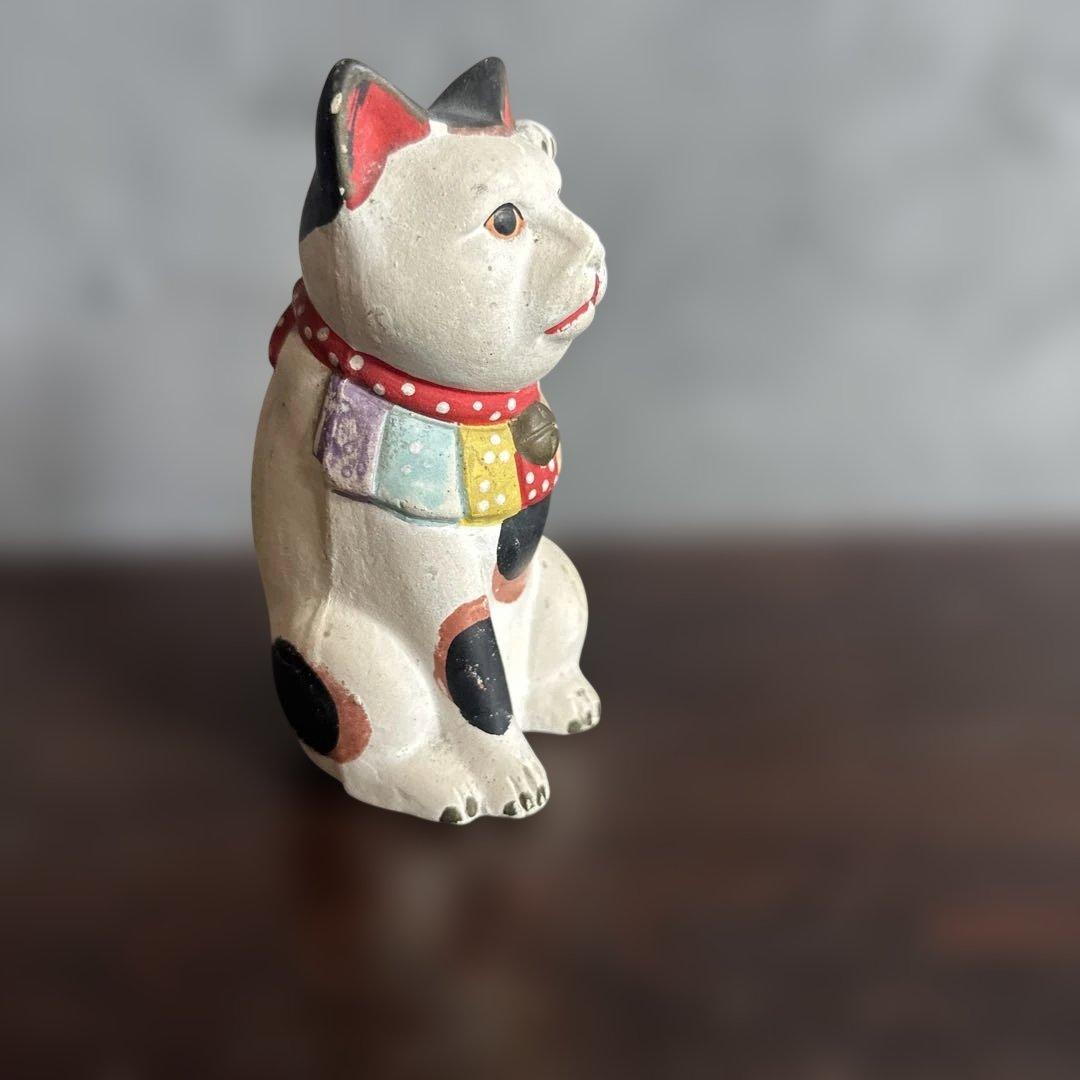 瀬戸焼　土人形　多色 招き猫 置物縁起物　猫　まねきねこ