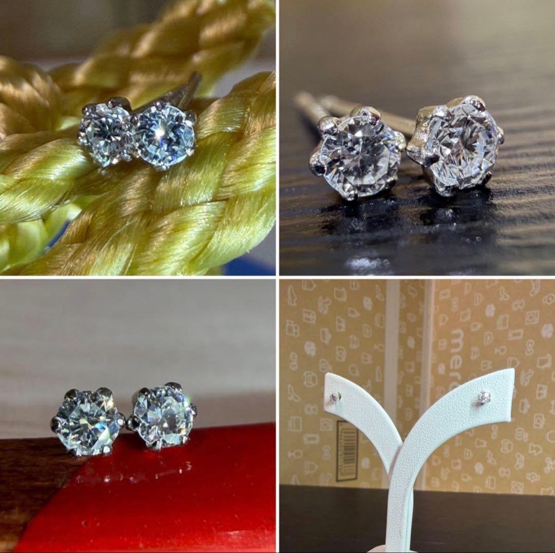 ゆるうさ様用！！【極上虹照一粒☆】ダイヤモンド　プラチナ　ピアス