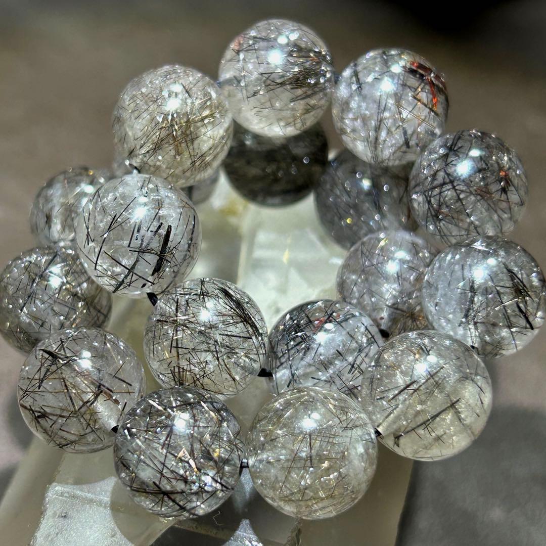 ☆ KEN$UKE。様福徳弁天秘宝④！極美！プラチナ　ブラック　ルチル　ブレス