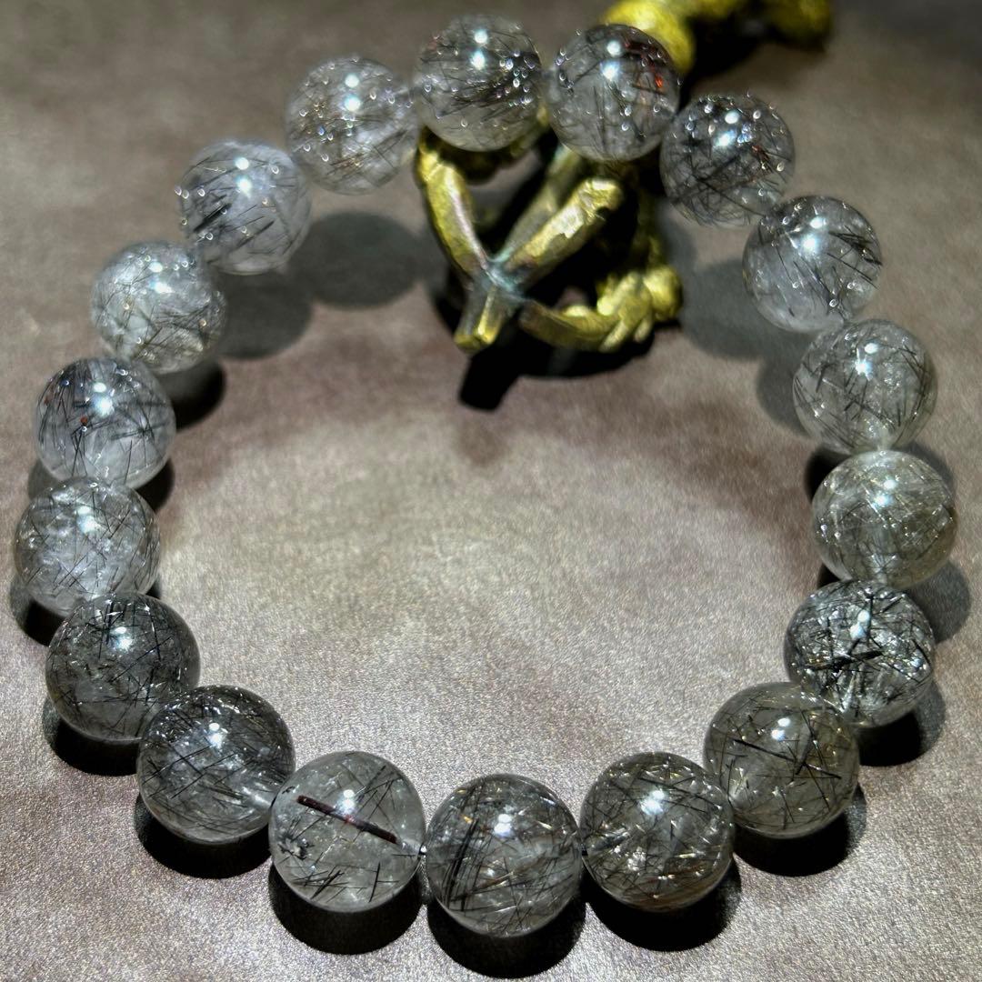 ☆ KEN$UKE。様福徳弁天秘宝④！極美！プラチナ　ブラック　ルチル　ブレス