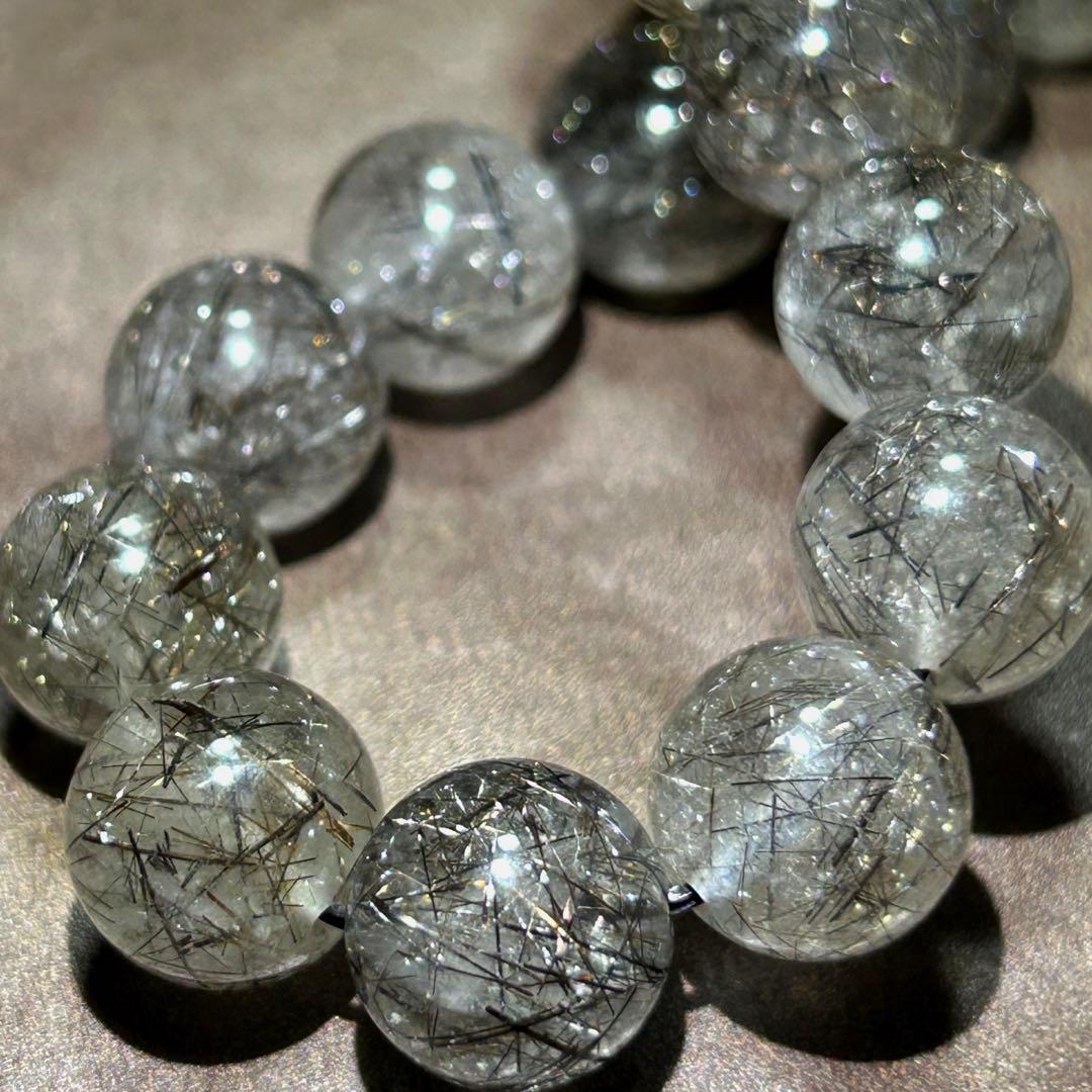 ☆ KEN$UKE。様福徳弁天秘宝④！極美！プラチナ　ブラック　ルチル　ブレス