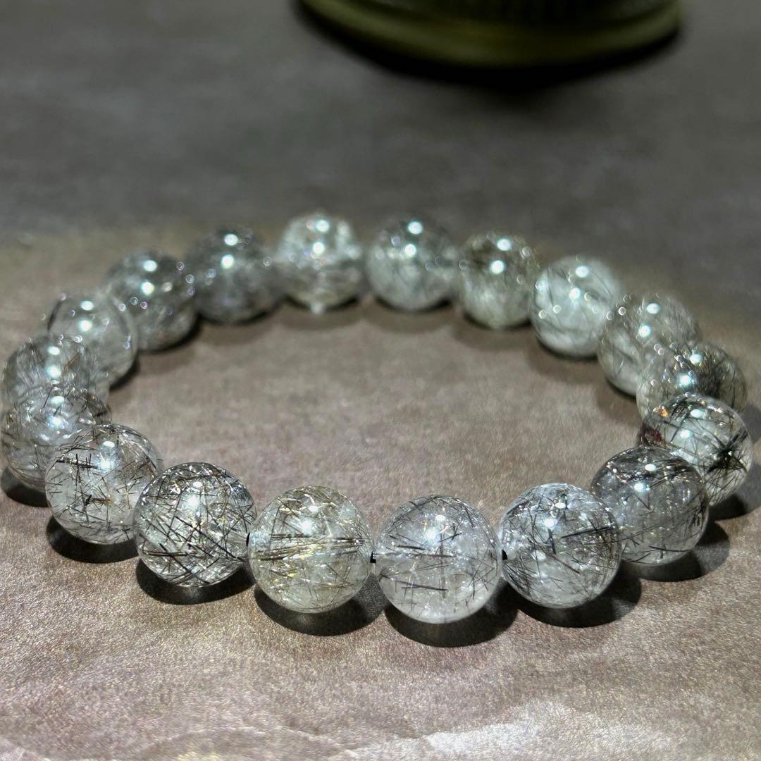 ☆ KEN$UKE。様福徳弁天秘宝④！極美！プラチナ　ブラック　ルチル　ブレス