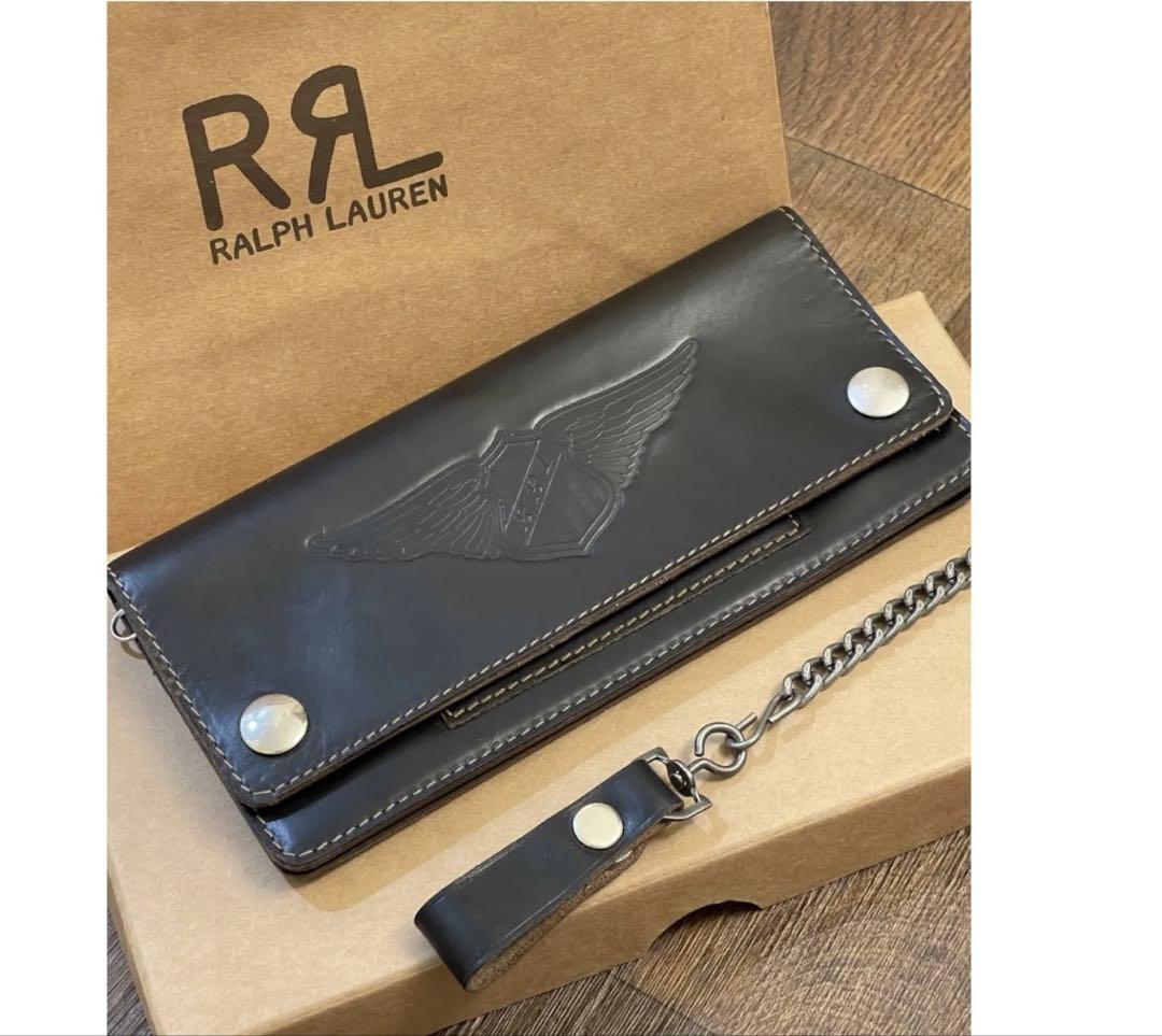 RRL ロゴ レザー トラッカー ウォレット チェーン 長 財布 ラルフ
