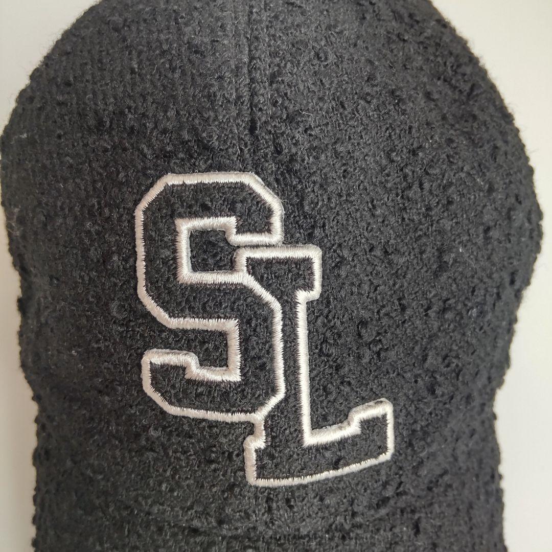 美品 サンローランパリ ツイード SL ロゴ キャップ ブラック ユニセックス