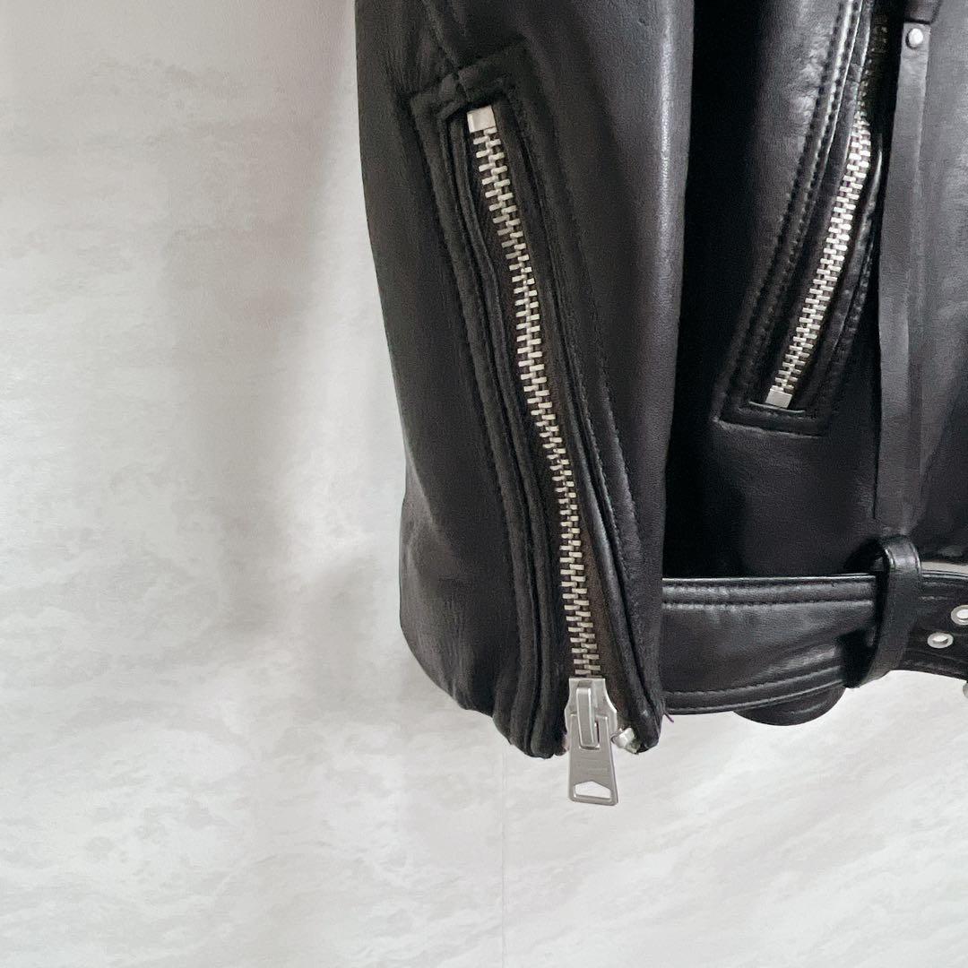 『オールセインツ』オーバーサイズ ダブルライダースジャケット 羊革 バイカー