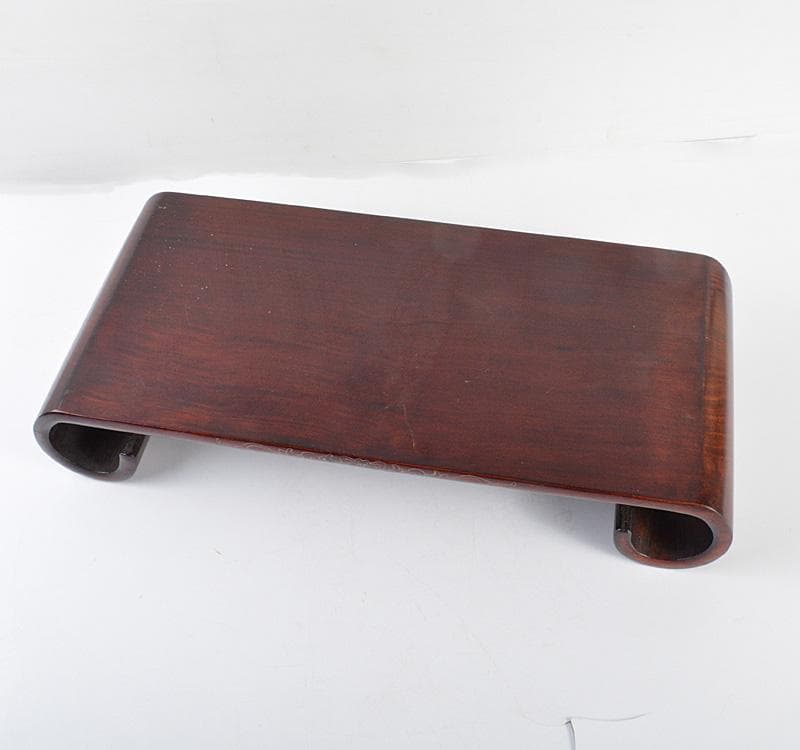 中国　唐木紫壇製　銀線象嵌　巻卓　平卓　飾台　香炉台　M　R4772C