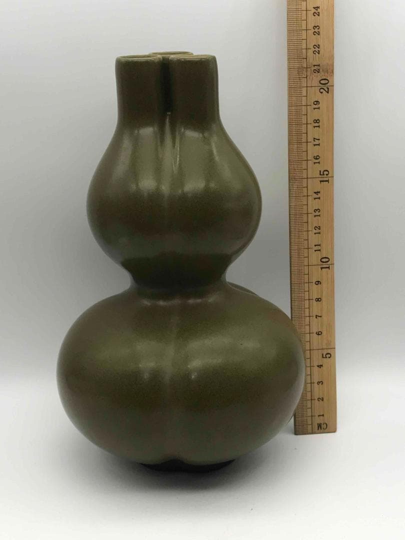 清乾隆時代 【大清乾隆年製】在銘 茶葉末三連瓶 官窯 希少貴重(C-33)