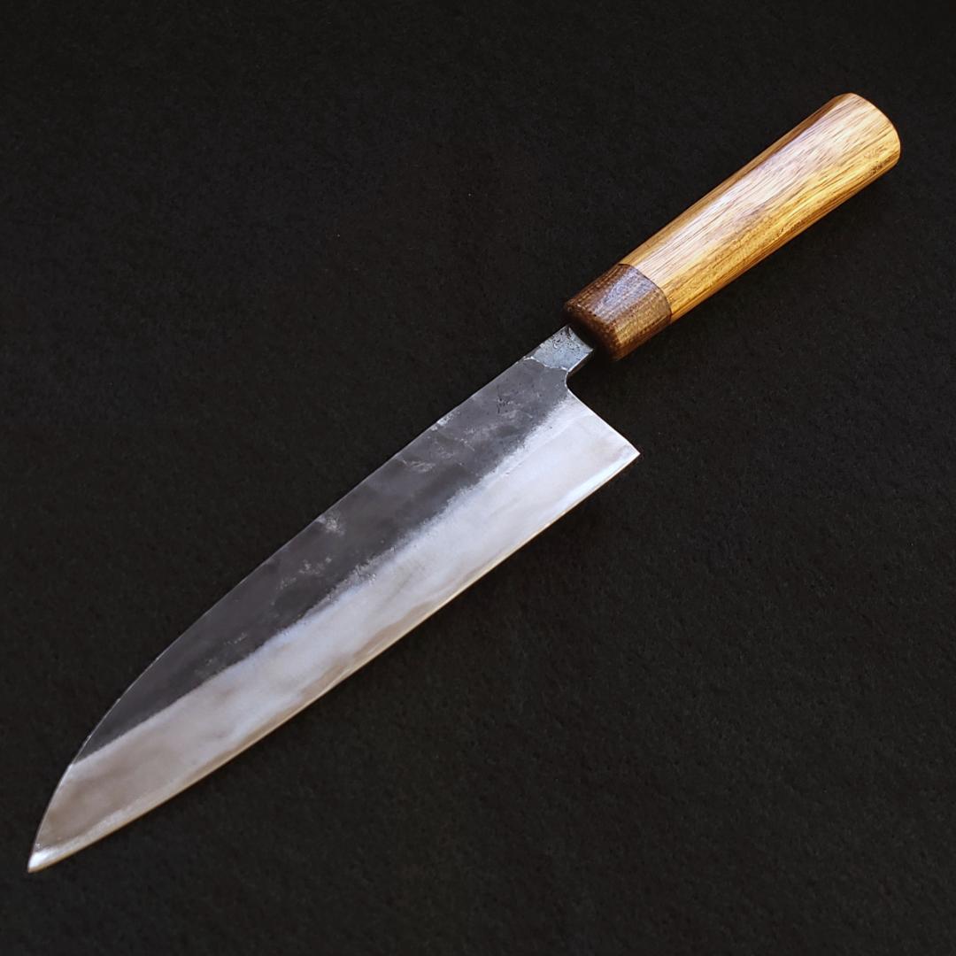 青紙２号 黒打 牛刀包丁 210㎜ G9377 ベリ柄 月光作 １点物