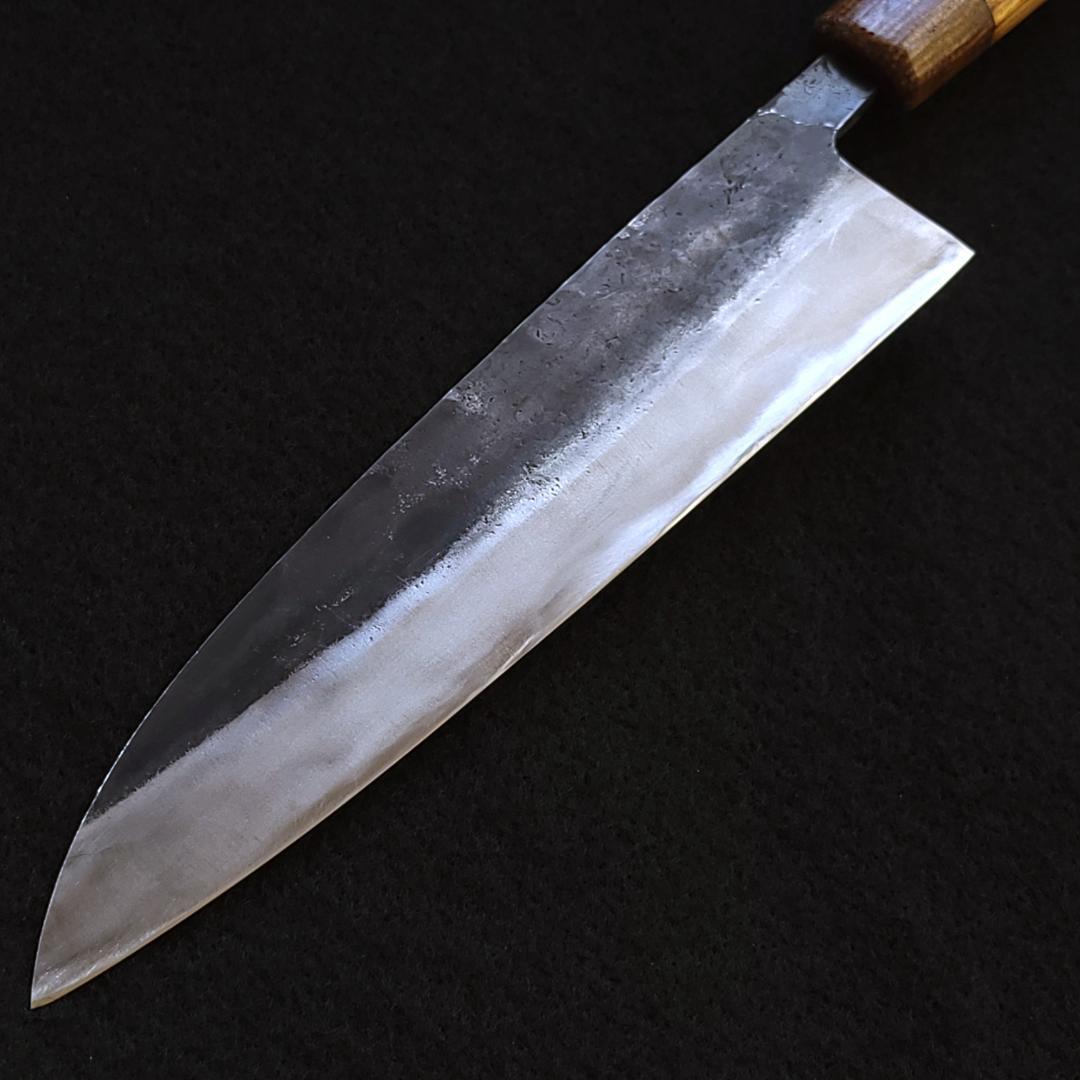 青紙２号 黒打 牛刀包丁 210㎜ G9377 ベリ柄 月光作 １点物