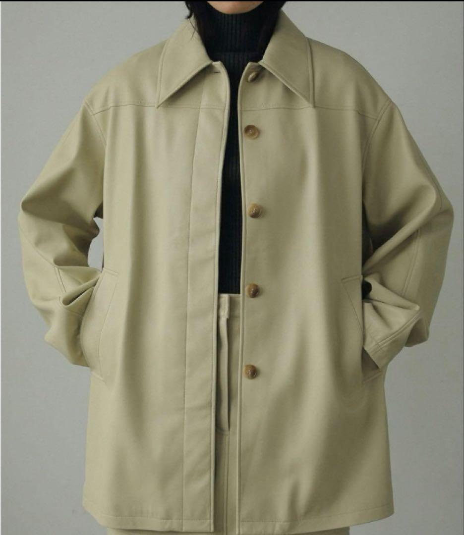 【ノベルティ付】anuke アンヌーク エコレザーオーバージャケット36クリーム