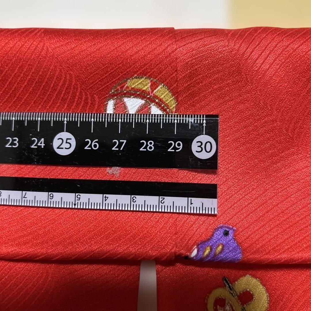 七五三用 三歳用　赤い？朱色の着物と黄色被布襦袢付　百貨店誂