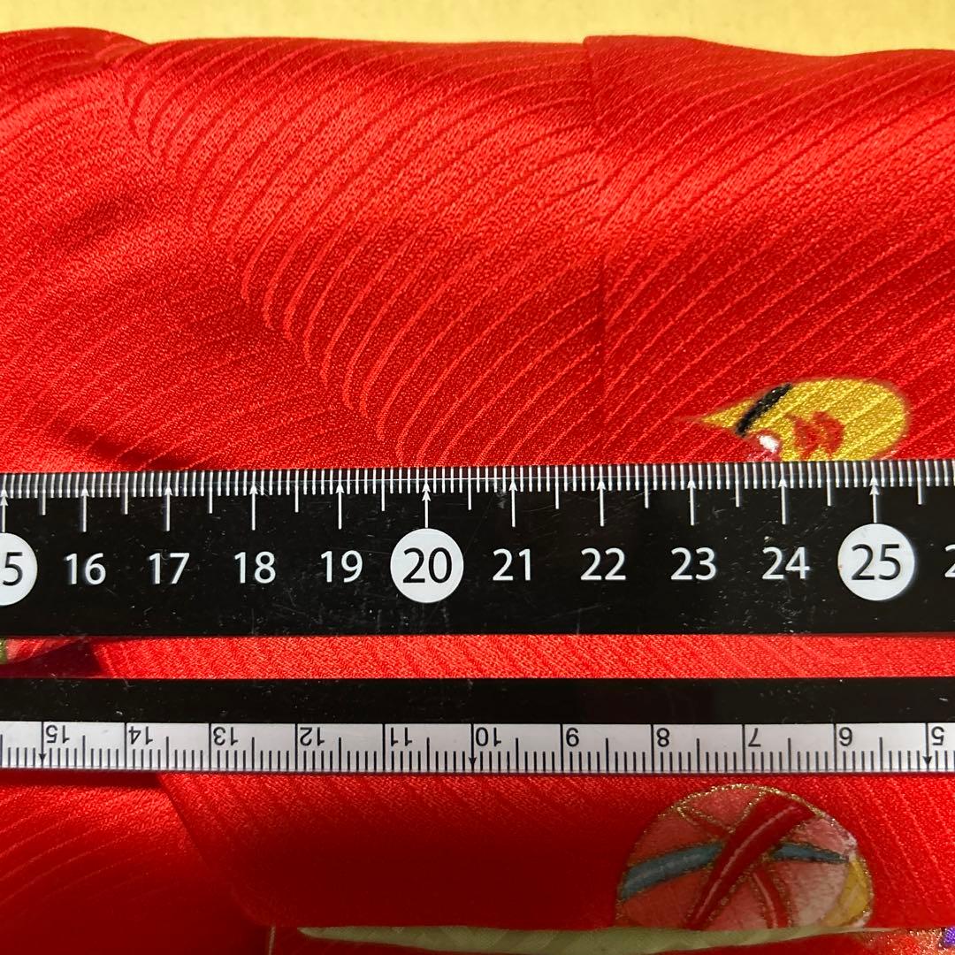 七五三用 三歳用　赤い？朱色の着物と黄色被布襦袢付　百貨店誂