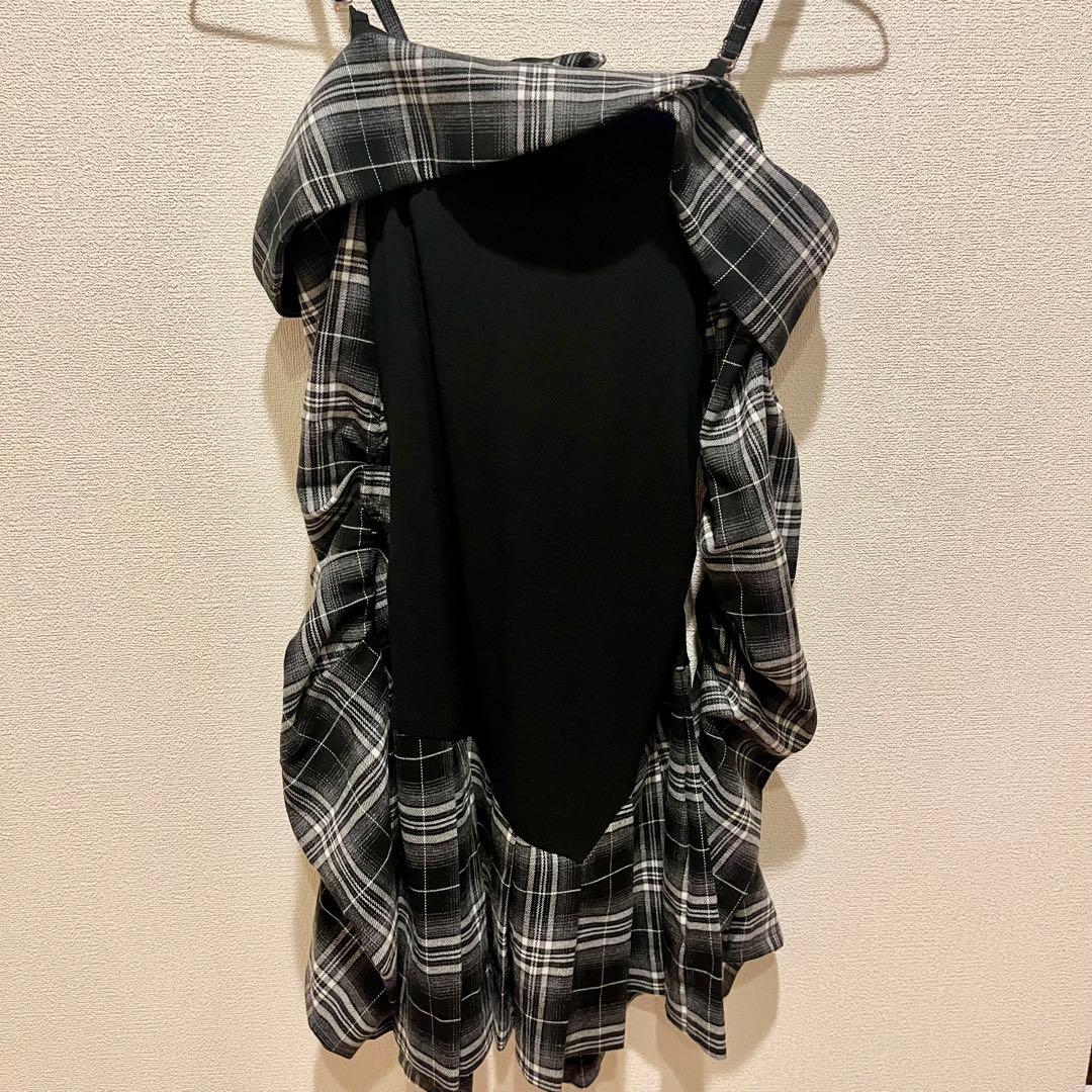 BELEAR MIMI ベリアミミ チェックシャツミニワンピース ブラック