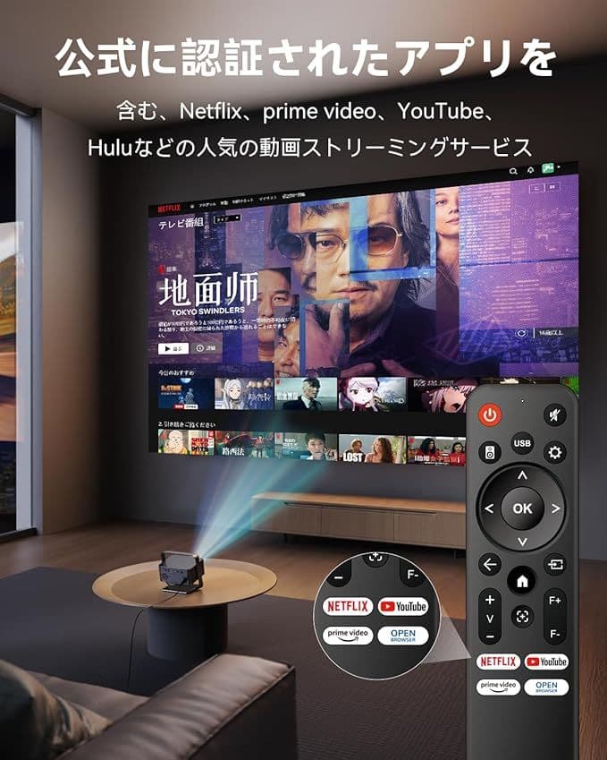 プロジェクター 家庭用 600ANSI 4K対応 フル 天井投影プロジェクター