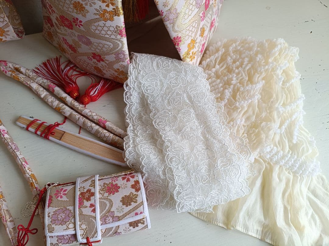 くすみブルーに大きな花薬玉の着物と帯☆七五三フルセット