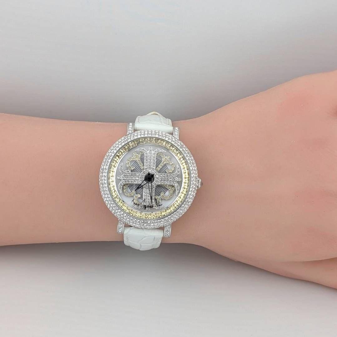 【新品電池・稼働・極美品】アンコキーヌネオ スワロフスキー イエロー ぐるぐる