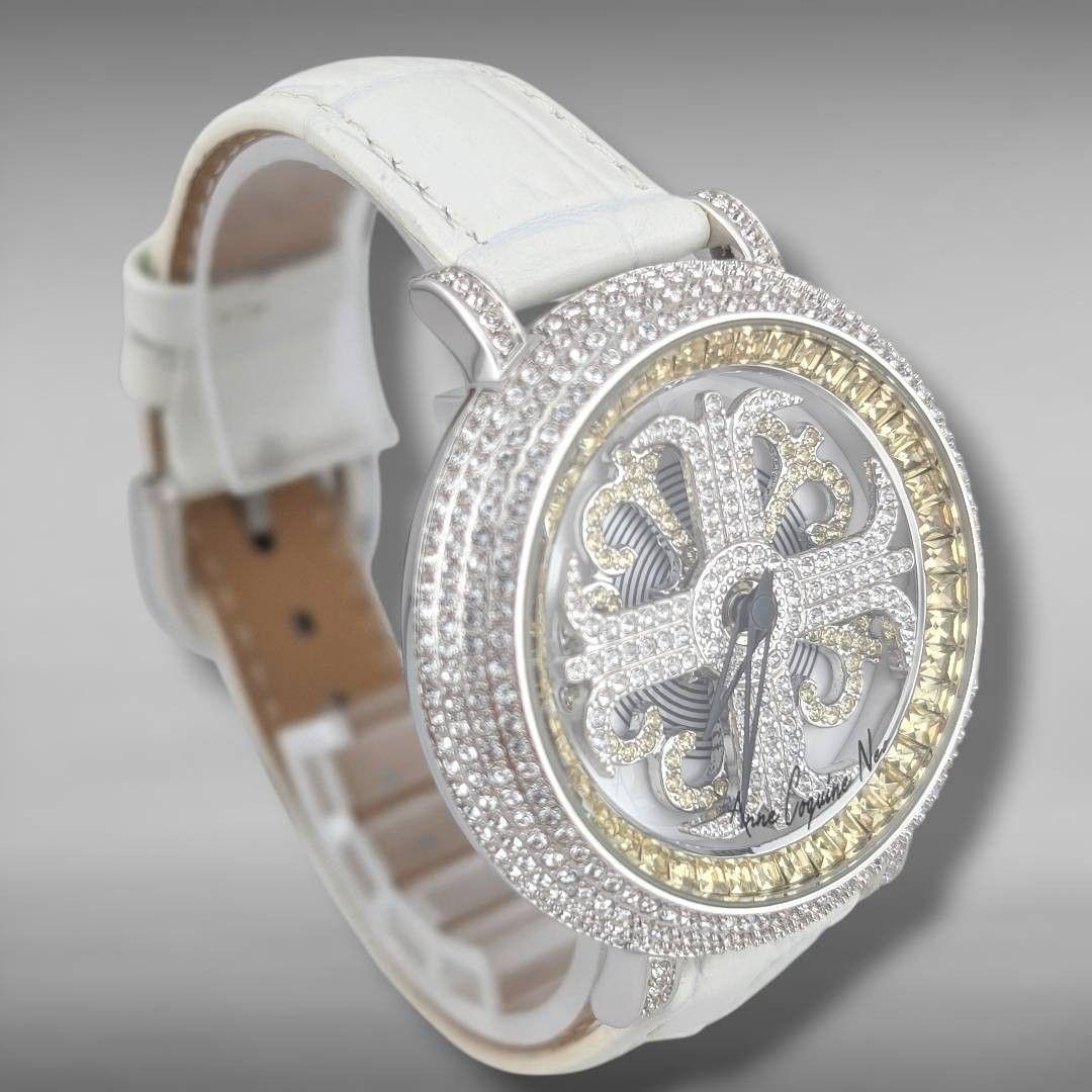 【新品電池・稼働・極美品】アンコキーヌネオ スワロフスキー イエロー ぐるぐる