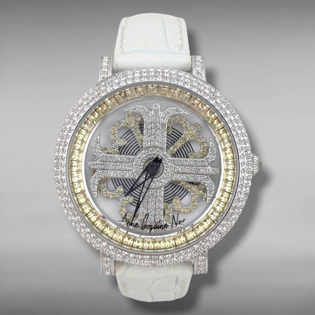 【新品電池・稼働・極美品】アンコキーヌネオ スワロフスキー イエロー ぐるぐる