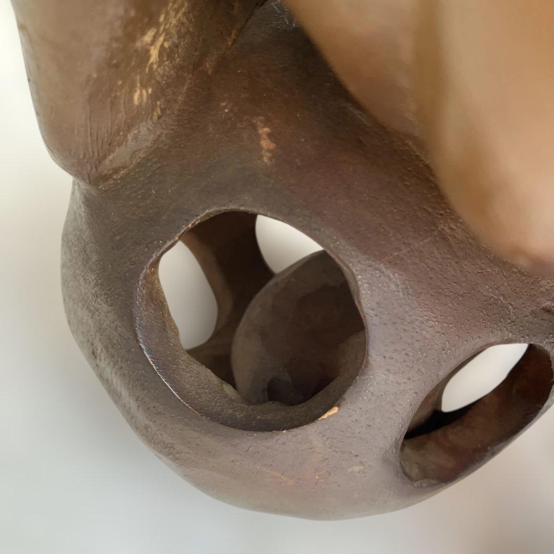 (466)美術工芸品の木彫りの獅子の置物