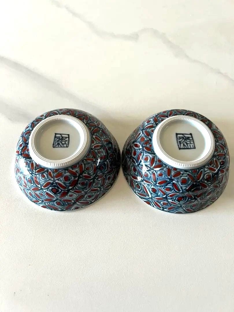 京焼 清水焼 六齋窯 村田幸之介 小鉢 茶碗2個 山水画 七宝紋 未使用品