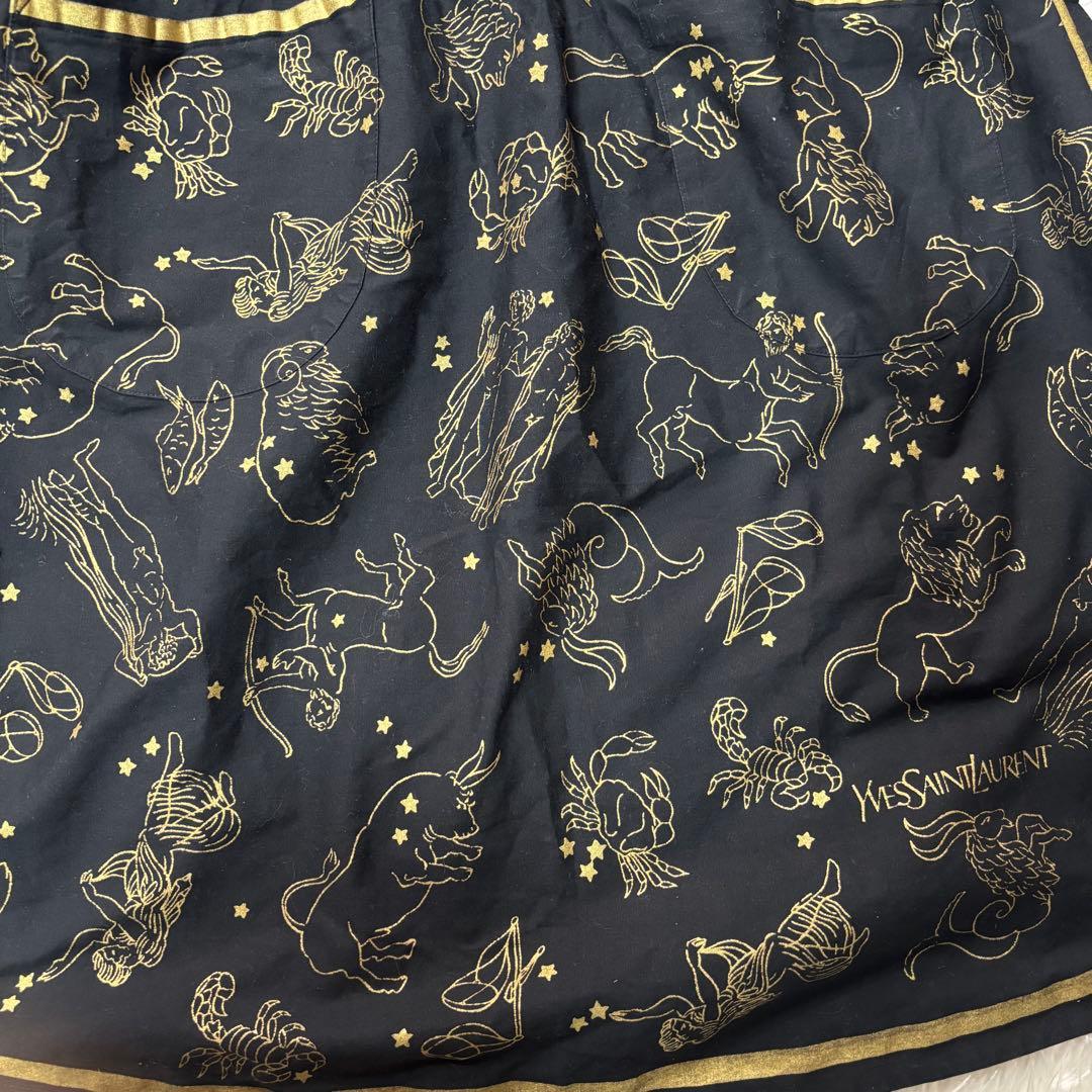 イヴサンローラン エプロン キャミワンピース 星座柄 総柄 ブラック 黒