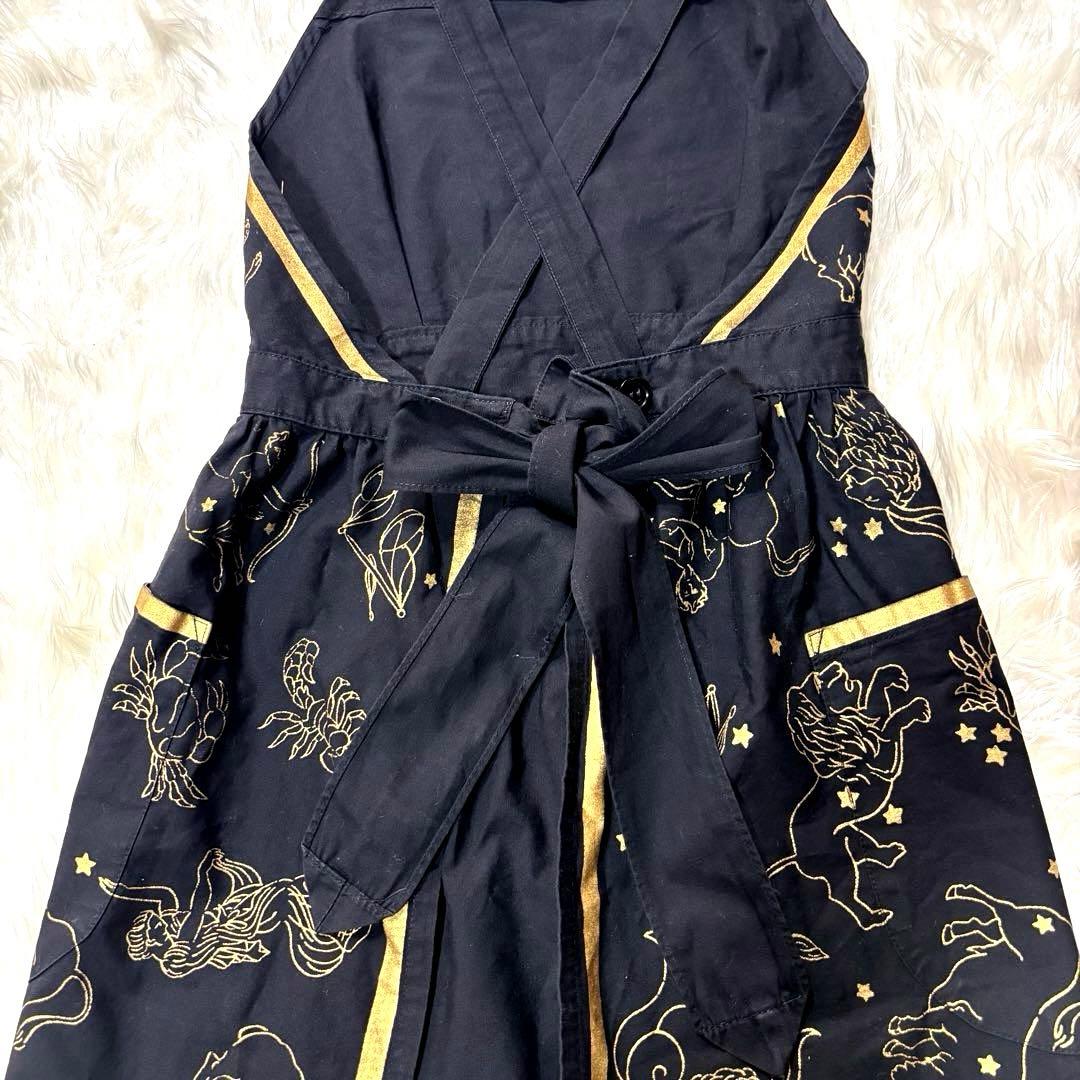 イヴサンローラン エプロン キャミワンピース 星座柄 総柄 ブラック 黒