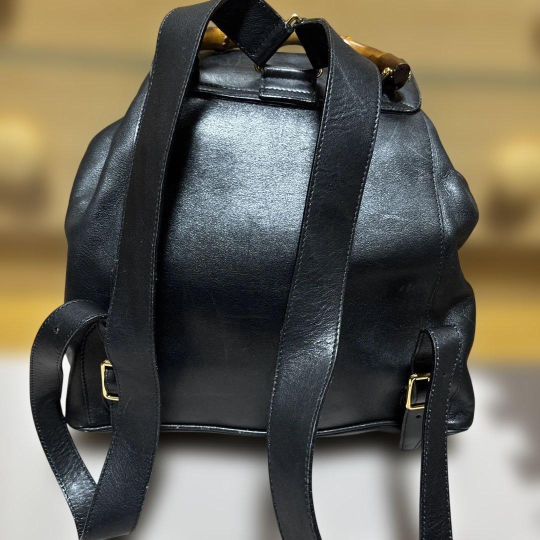 美品　GUCCI バンブー リュック バックパック　黒　レザー