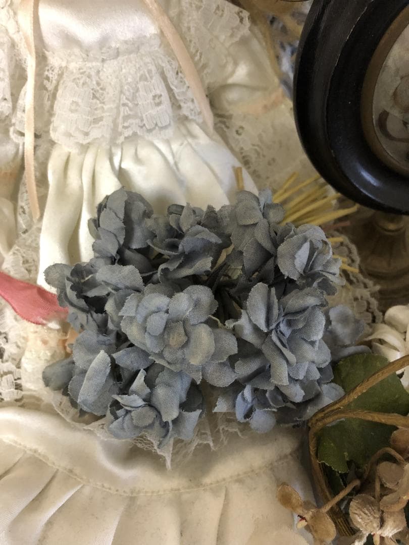 フランス　アンティーク コサージュ ブルーグレイ