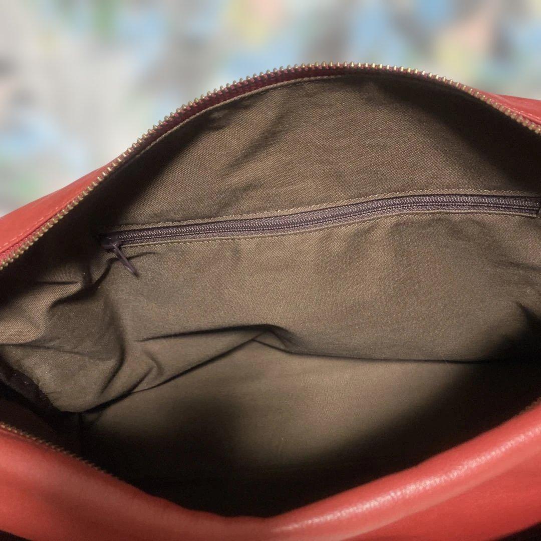 大きめ本革ボストンバック　ワインレッド